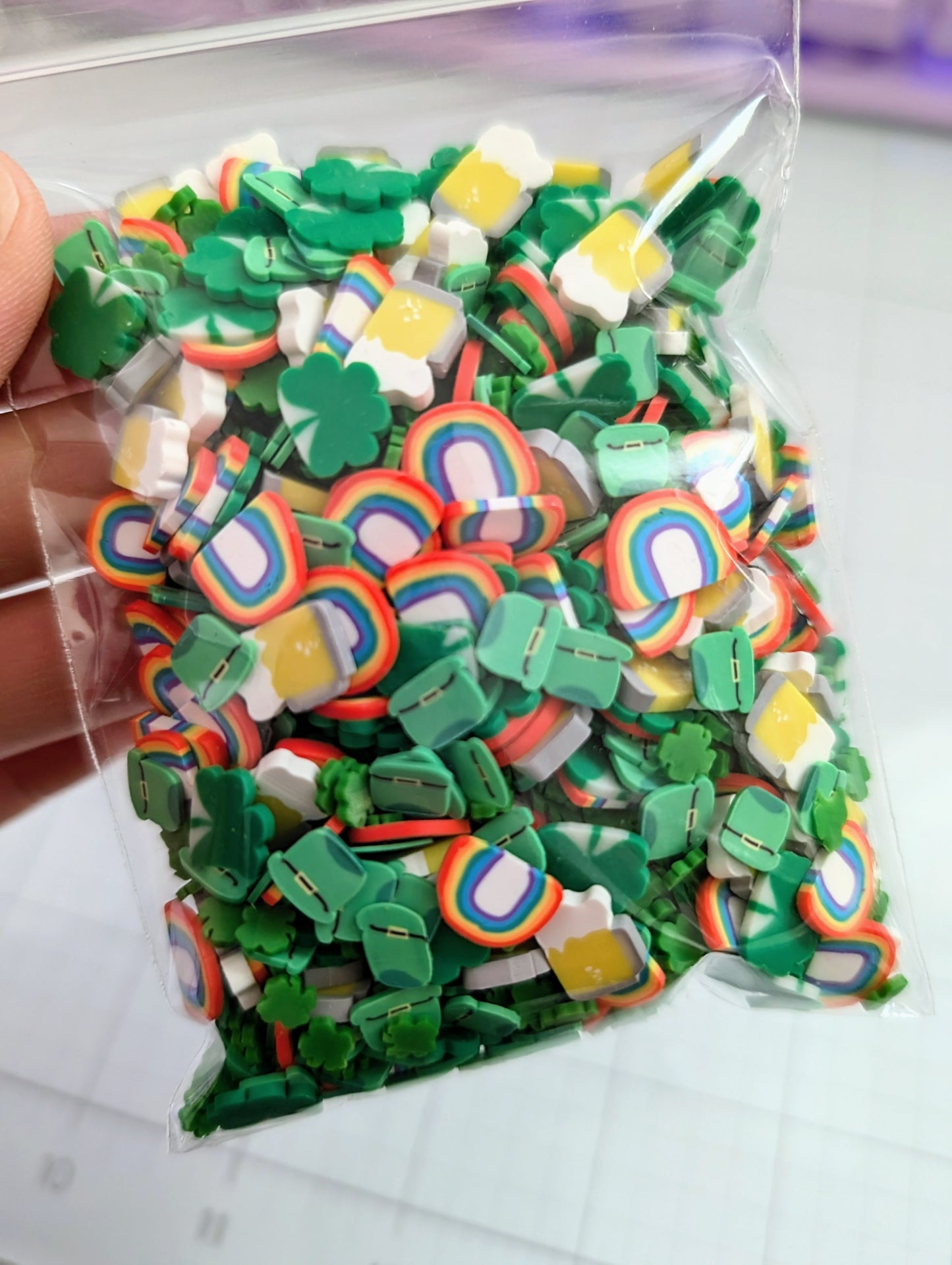St Patrick's Clover poly clay Confetti