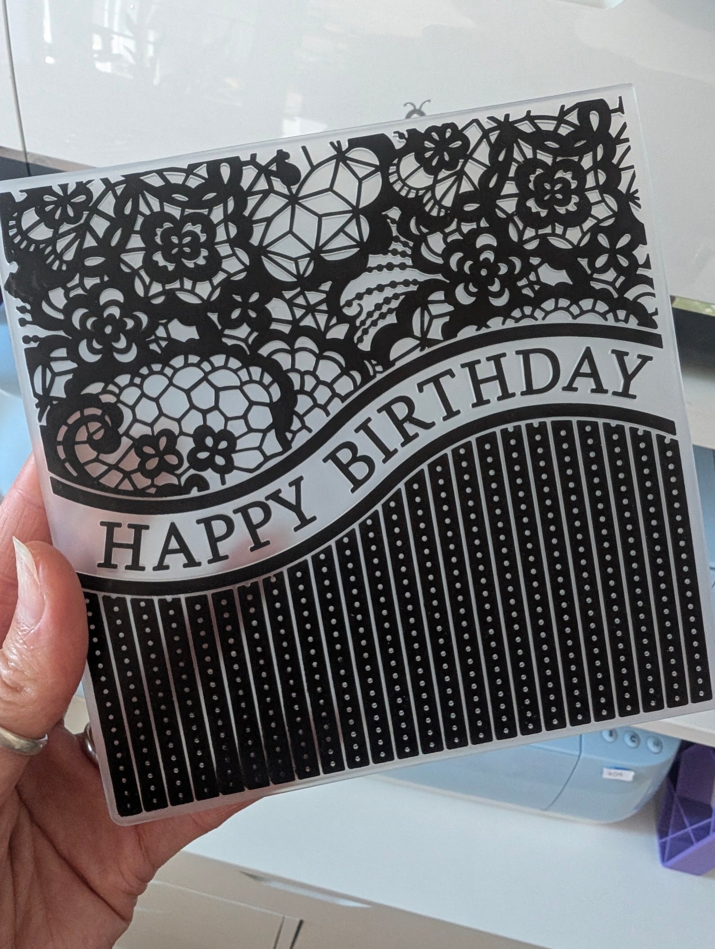 HBD Lace Embossing Folder