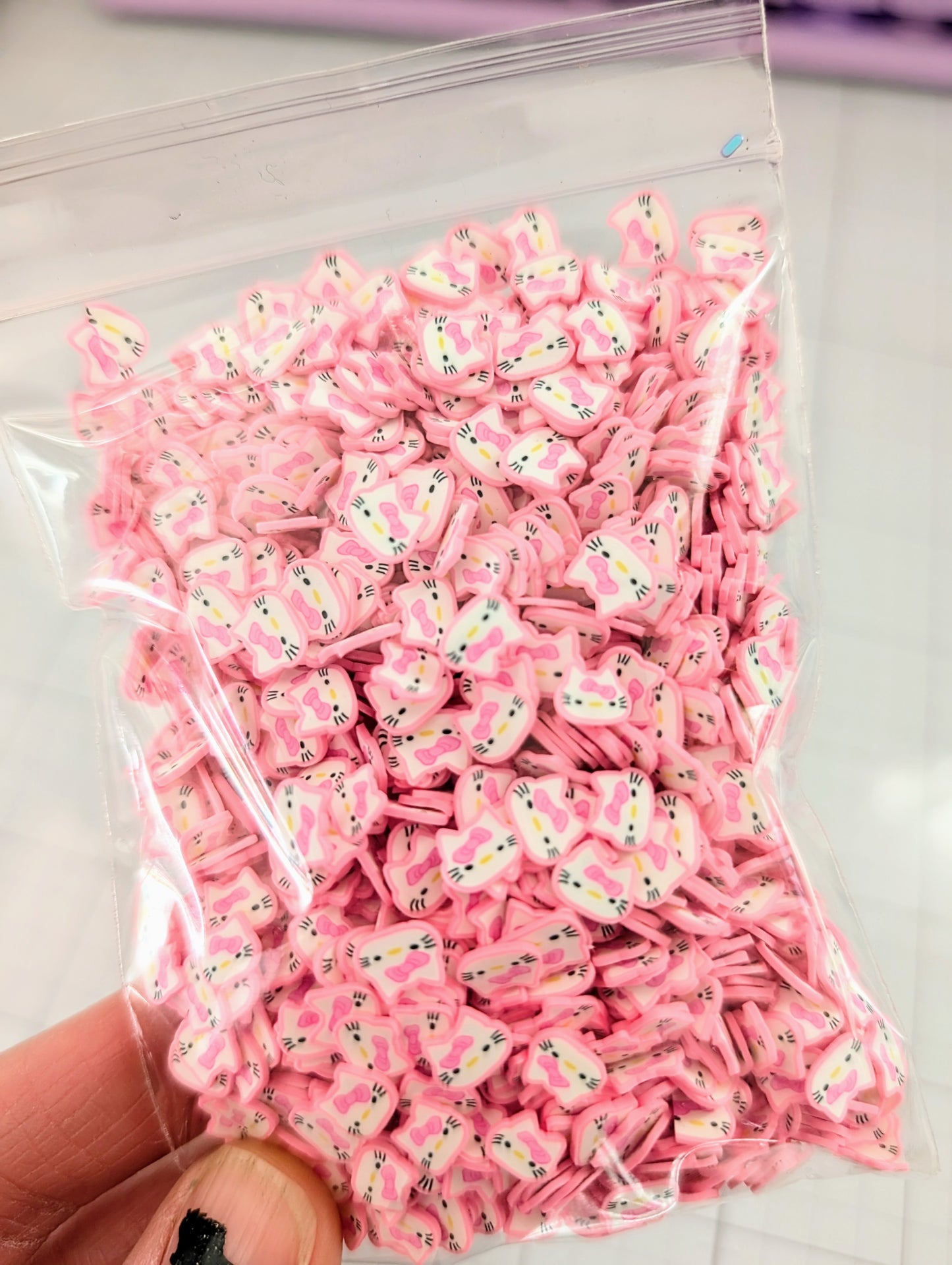 Pink Kitty poly clay Confetti
