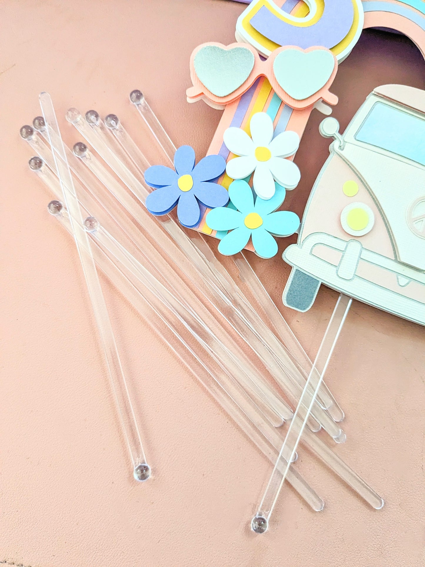 Clear Cake Topper Sticks