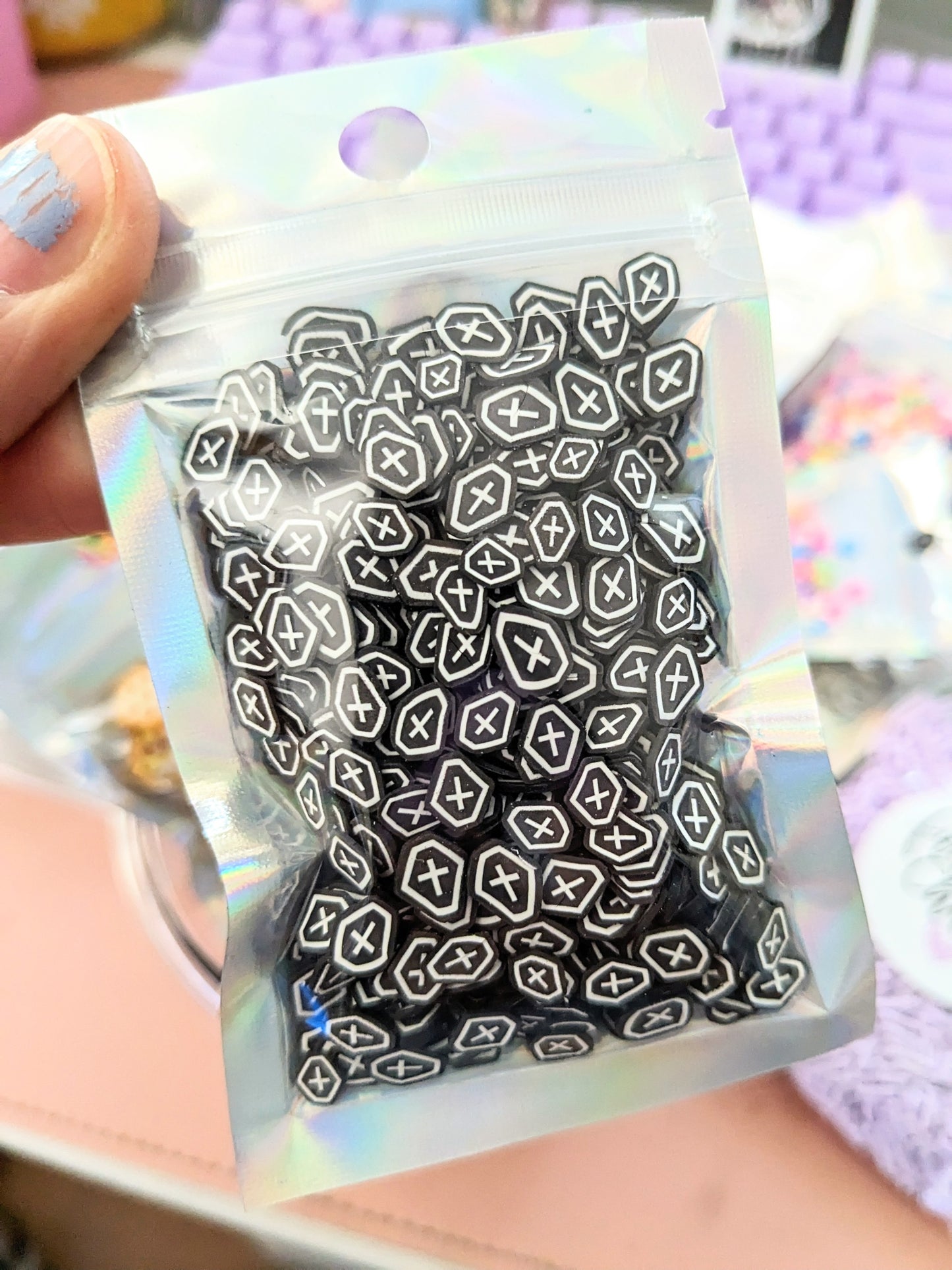 Black Coffin poly clay Confetti