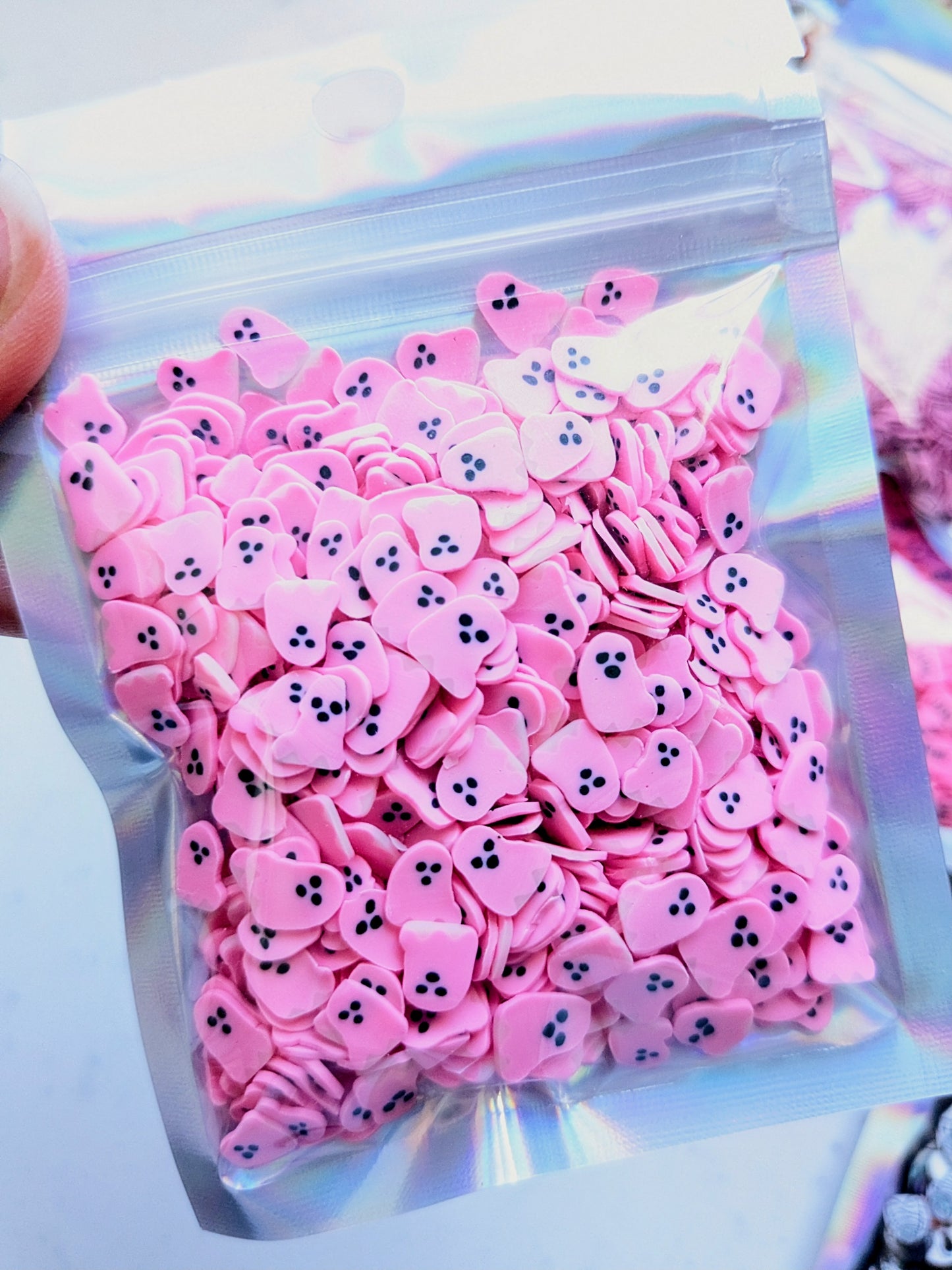 Pink Ghost Poly Clay Confetti