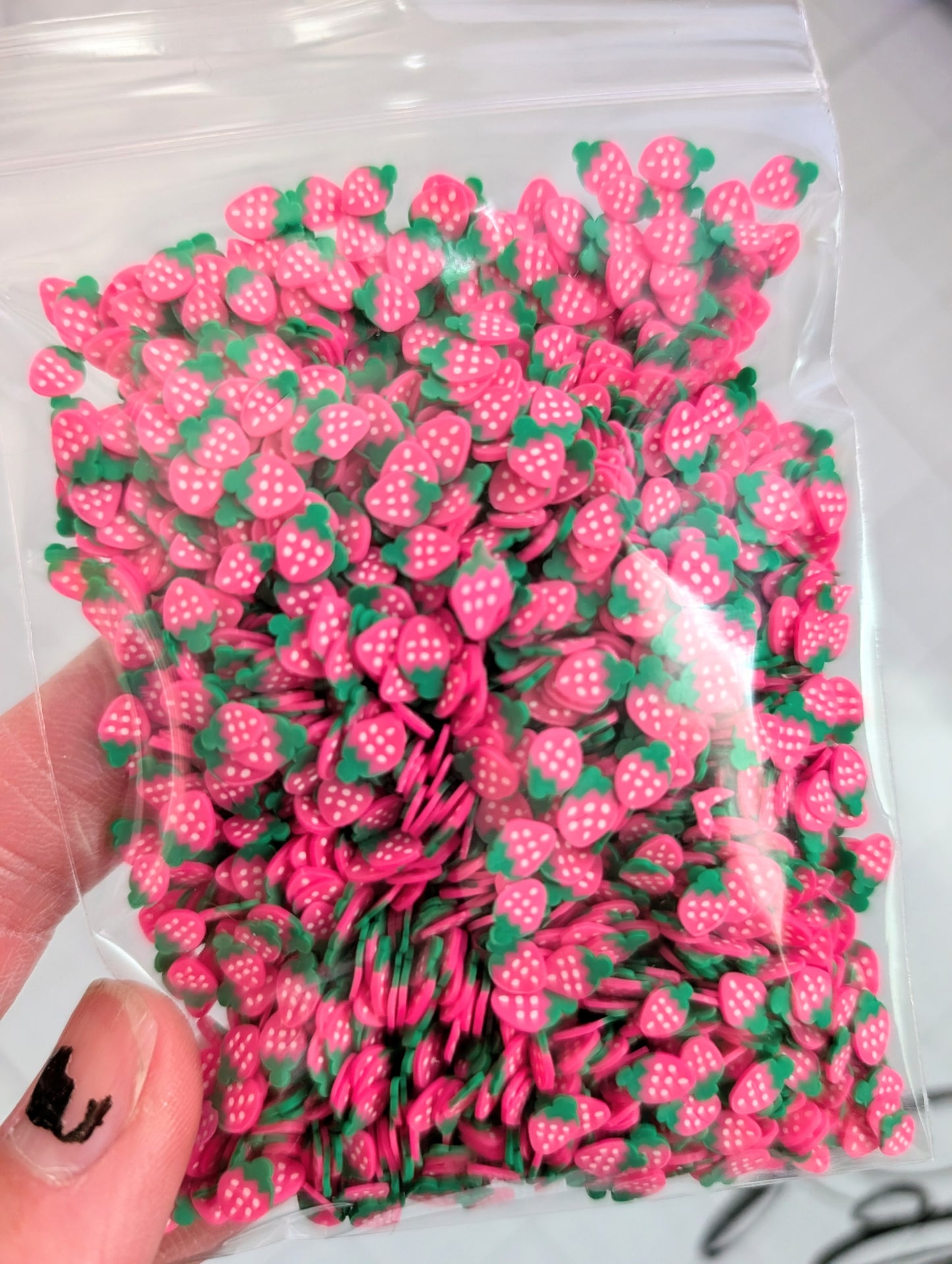 Strawberry Pink Poly Clay Confetti