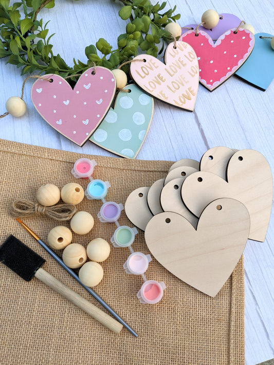 Valentine's Heart Garland DIY Paint Kit