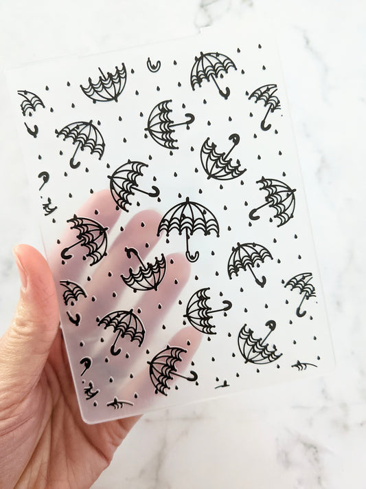 Umbrella Rain Embossing Folder