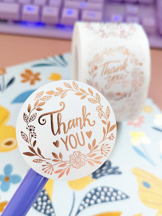 Thank You Stickers - Foil Rose Gold