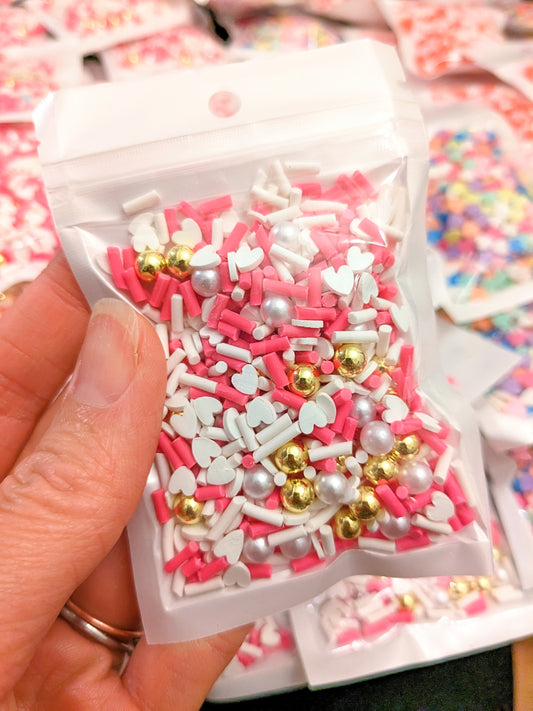 Hot Pink Sprinkle Heart Confetti